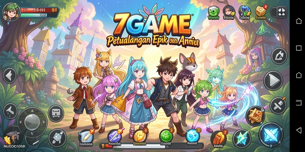 Screenshot utama menampilkan aksi seru dalam game Anime.