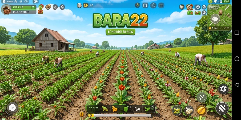 Screenshot utama BARA22 menampilkan grafik pertanian yang indah.