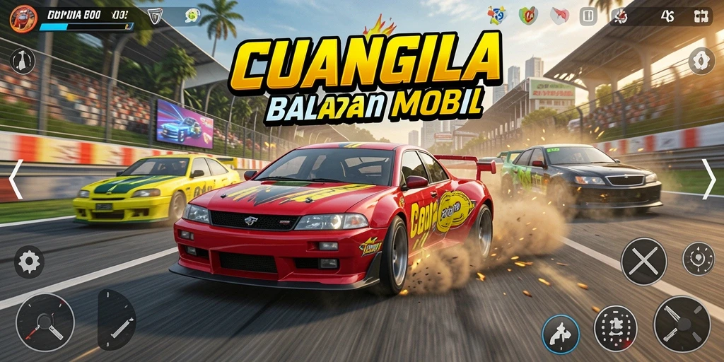 Tangkapan layar menampilkan aksi balapan intens dalam CUANGILA.