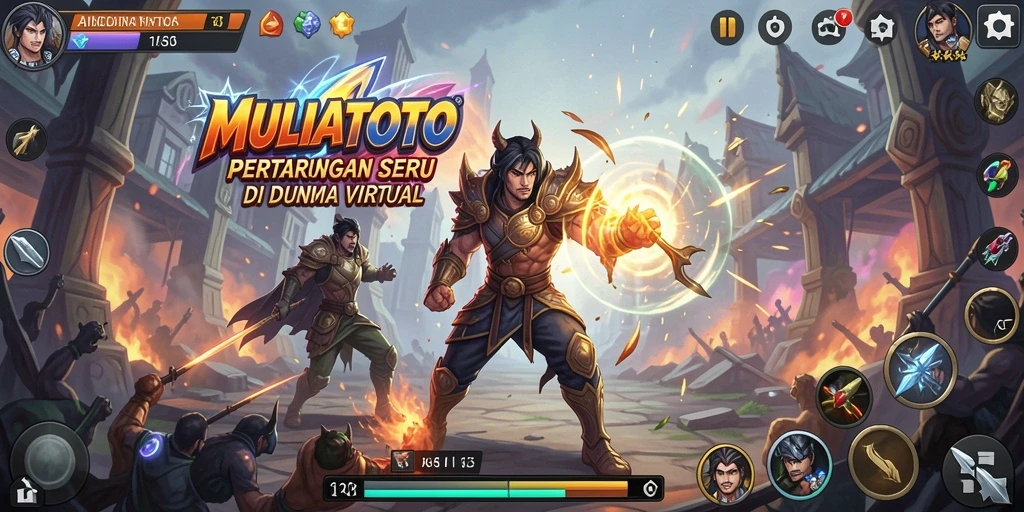 Screenshot menunjukkan aksi pertarungan seru dalam MULIATOTO.