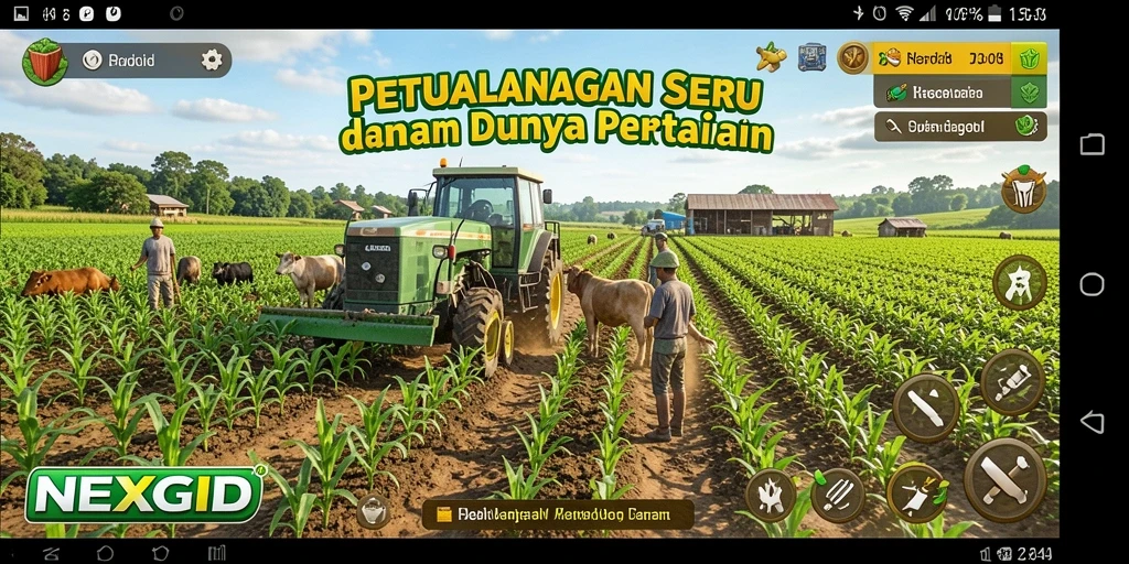 Gameplay menarik NEXGID dengan aktivitas pertanian yang seru.