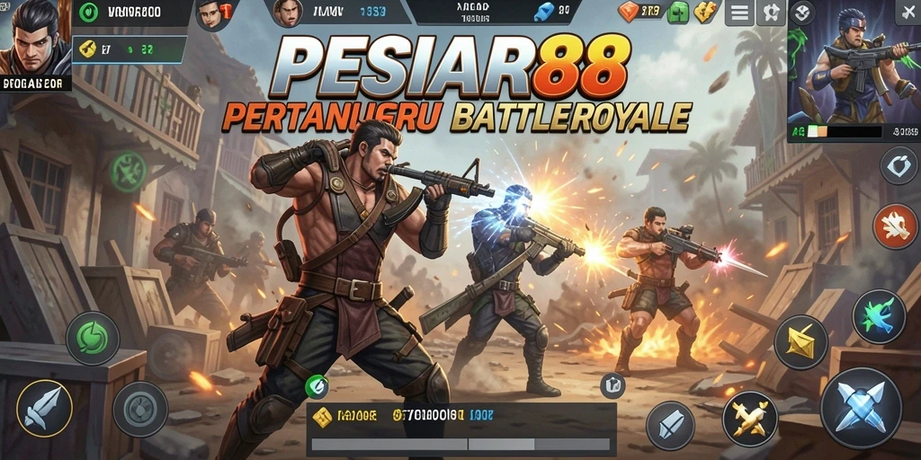 Screenshot PESIAR88 menunjukkan aksi menegangkan dalam Battle Royale.