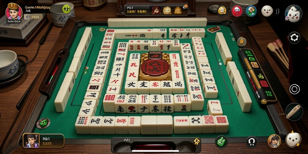 Tampilan gameplay PG11 yang menampilkan ubin Mahjong yang berwarna-warni.