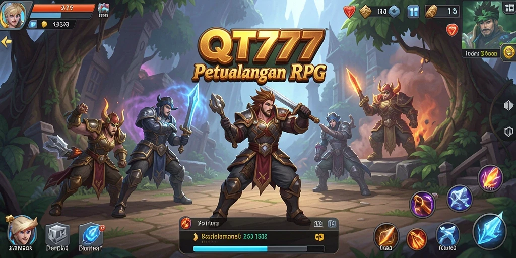 Tampilan gameplay QT777 yang memukau dengan karakter dan lingkungan RPG.