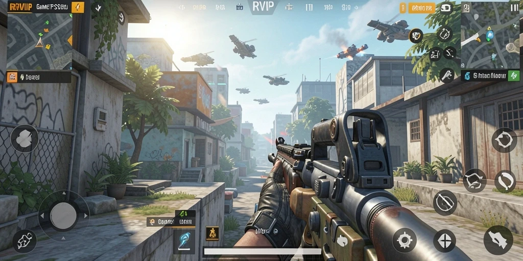 Screenshot gameplay RVIP menampilkan aksi seru dalam pertempuran TPS.