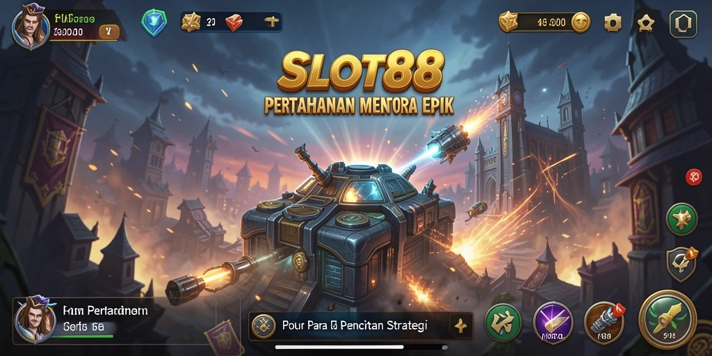 Screenshot menunjukkan aksi seru dari permainan Tower Defense di SLOT88.
