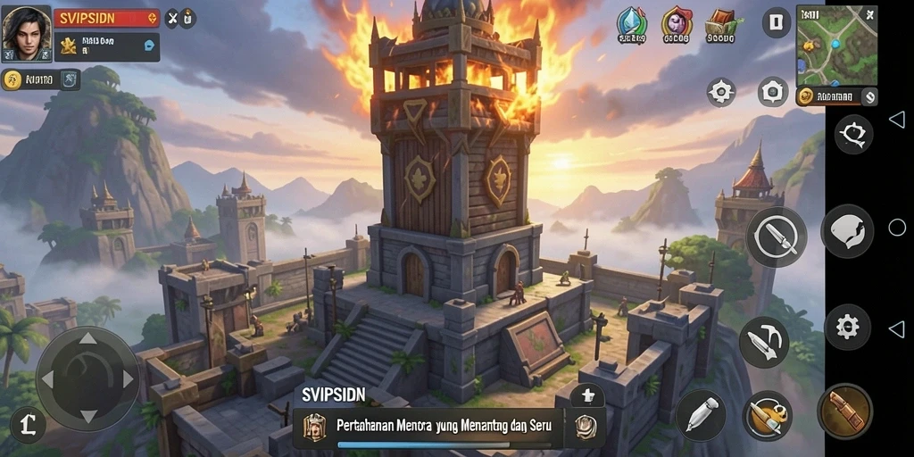 Tampilan gameplay Tower Defense yang seru dan strategis di SVIPSIDN.
