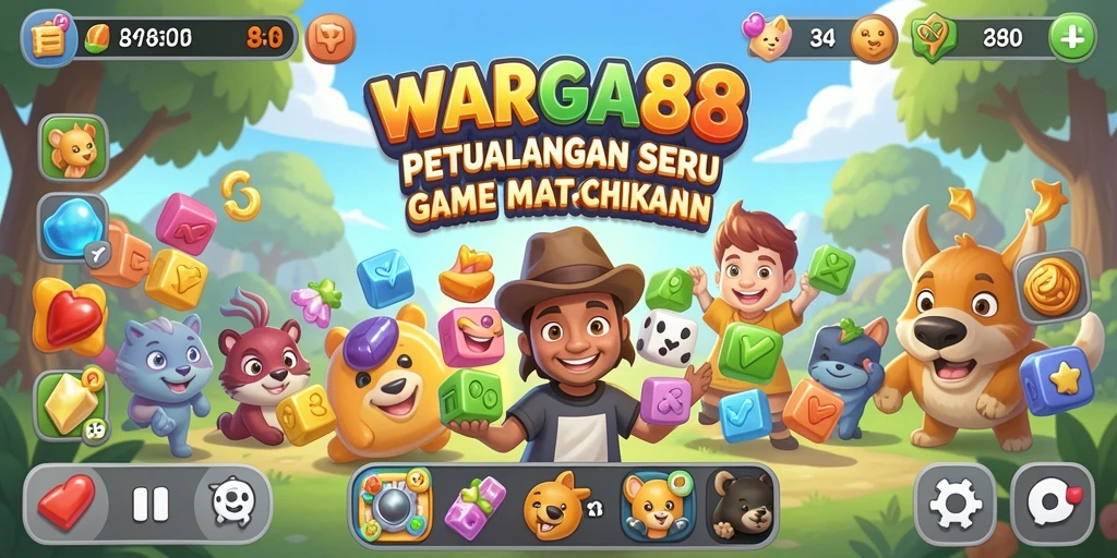 Tampilan gameplay WARGA88 dengan tantangan Match-3 yang menarik.